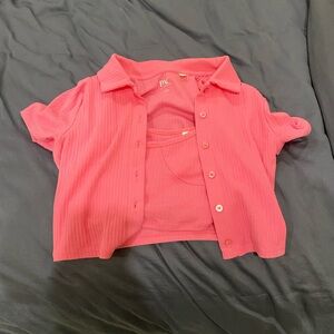 Pacsun Pink Tank and Button Up Shirt Set